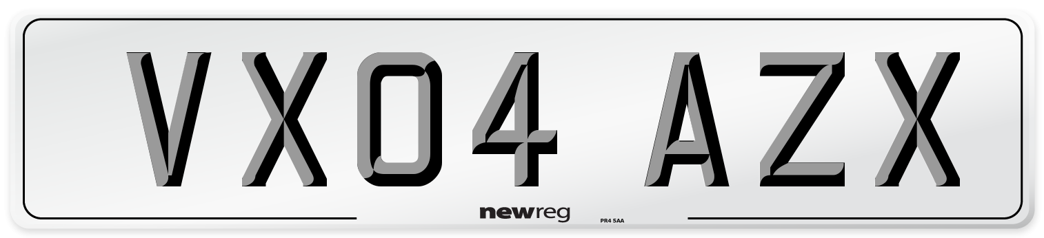 VX04 AZX Number Plate from New Reg